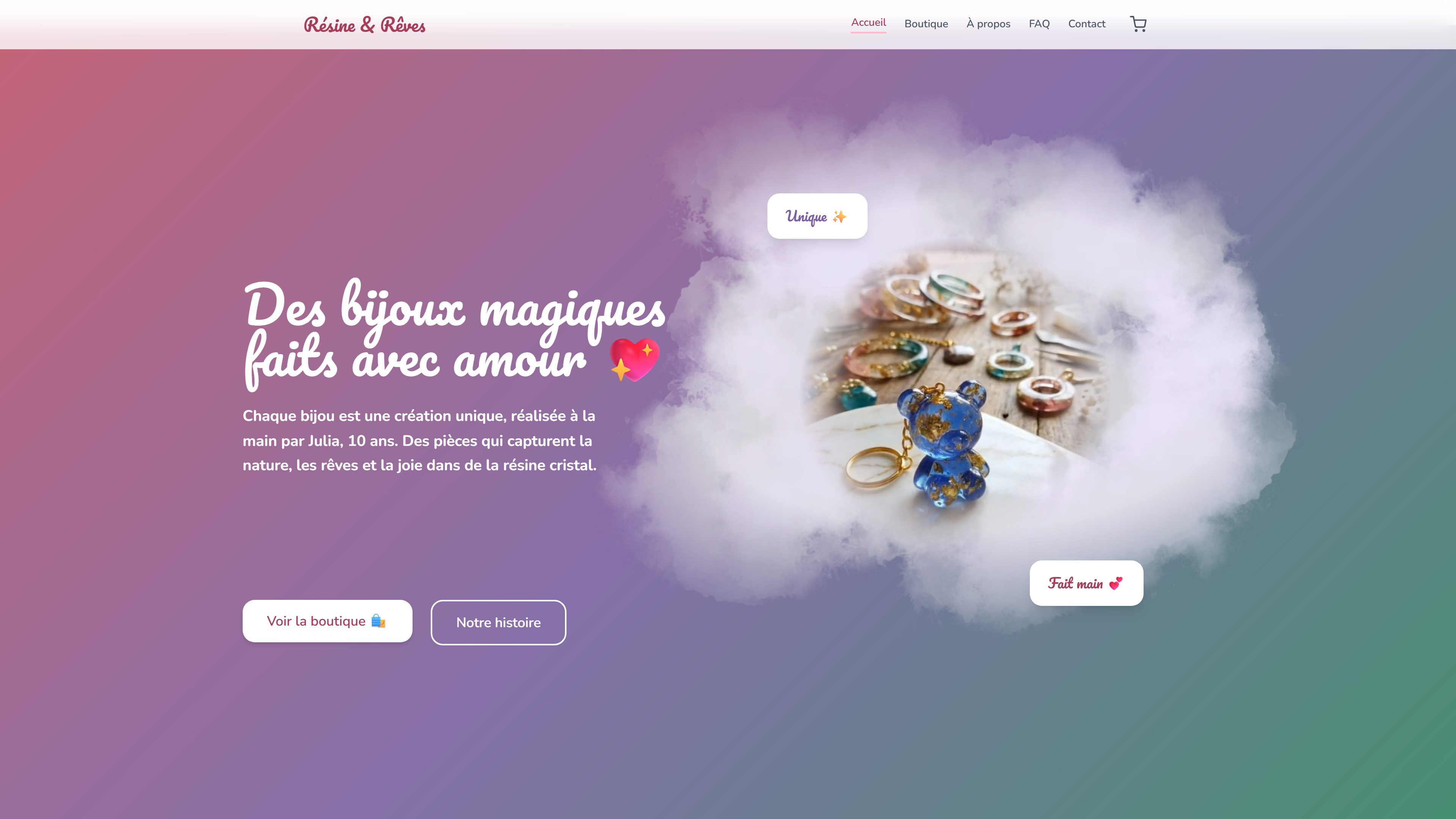 Aperçu du site Résine et Rêve