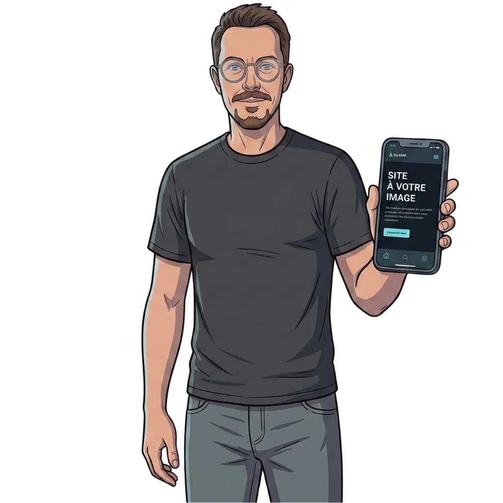 Wilfrid Poujol présentant un site sur mobile